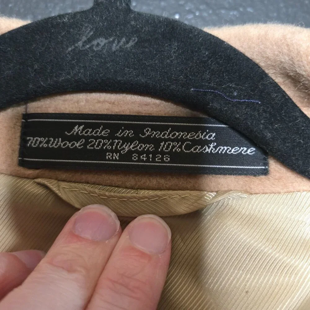 Bert Pulitzer‎ Mens Camel Wool Cashmere Blend Overcoat R50 Trench Coat Old Money